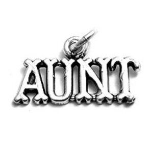 STYLISH "AUNT" CALLIGRAPHY CHARM IN STERLING SILVER